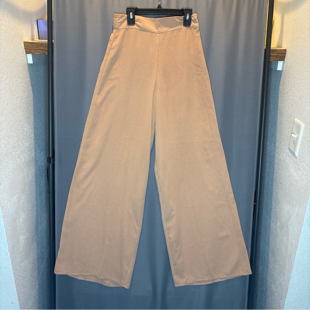 Costa Blanca Tan Wide-Leg Trousers